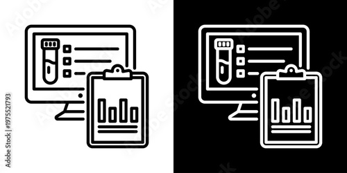 Health Dashboard Icon In Black And White Style