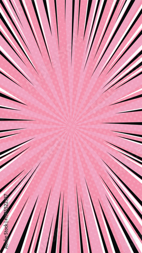 Vibrant pink sunburst pattern with dynamic black and white speed lines