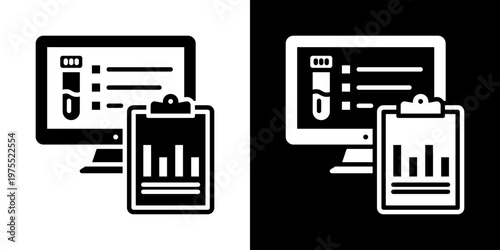 Health Dashboard Icon In Black And White Style