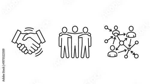 Wallpaper Mural Collaboration, Teamwork, and Social Network Line Icons. Partnership, Community, and Communication Concepts for Business and Digital Interaction. Torontodigital.ca