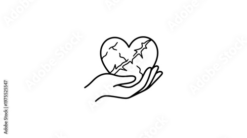 Hand Holding a Broken Heart Symbol
