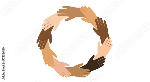 Diversity hands, unity circle, multicultural symbol, equality gesture, solidarity icon