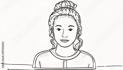 Portrait of a young woman with curly hair looking forward.