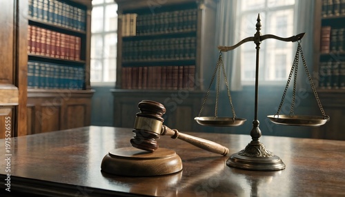 Justice concept with gavel and balance scale high resolution picture