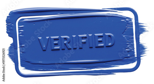 Blue sticker with "verified" text on clean background