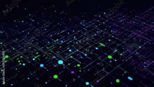 Wallpaper Mural Abstract digital network with glowing dots and lines, futuristic technology. Torontodigital.ca