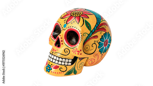 Canvas-taulu Colorful sugar skull for Day of the Dead celebration isolated on transparent bac