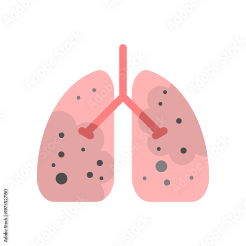 Partical pm2.5 air pollution in lungs icon flat vector design
