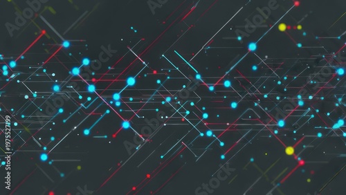 Wallpaper Mural Abstract Digital Network Connections with Glowing Nodes and Lines. Torontodigital.ca