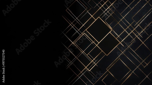 Wallpaper Mural Abstract Geometric Golden Lines on Black Background. Torontodigital.ca