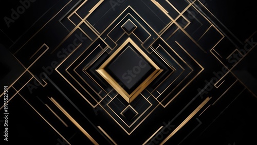 Wallpaper Mural Geometric Gold and Black Abstract Design with Diamond Shape. Torontodigital.ca