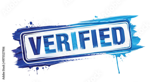 Blue verified stamp with ribbon and stars seal