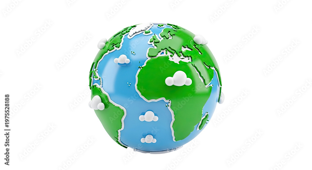 Obraz premium Stylized 3D Globe with Clouds