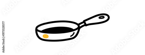 Frying pan illustration isolated on black background kitchen cookware
