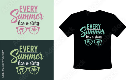 Summer quote t-shirt design with palm tree glasses