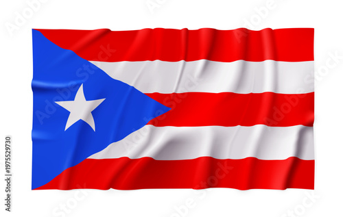 Puerto Rico country flag isolated on a transparent background. Silk atlas detailed fabric flag. Vector PNG