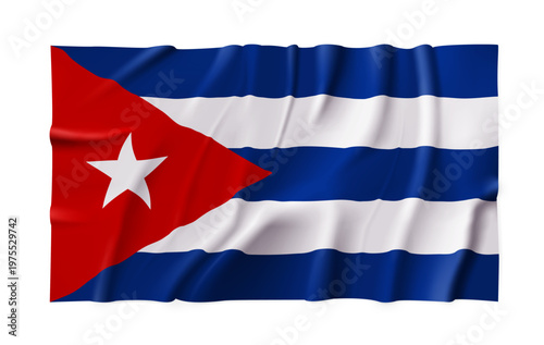 Cuba country flag isolated on a transparent background. Silk atlas detailed fabric flag. Vector PNG