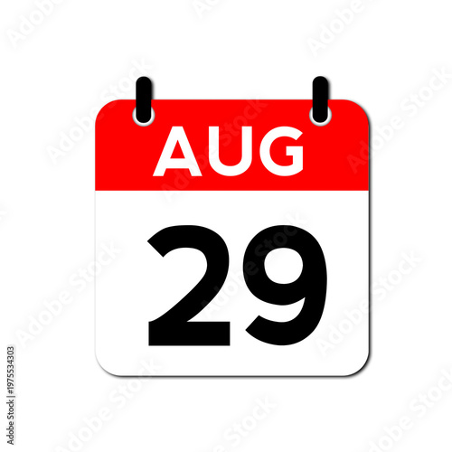 August 29th Day Calendar Vector Icon Perfect for planner, reminder, time management, schedule, office, business, and monthly event start design template