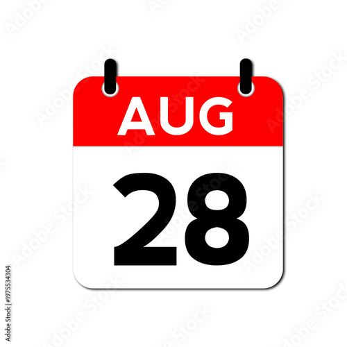 August 28th Day Calendar Vector Icon Perfect for planner, reminder, time management, schedule, office, business, and monthly event start design template