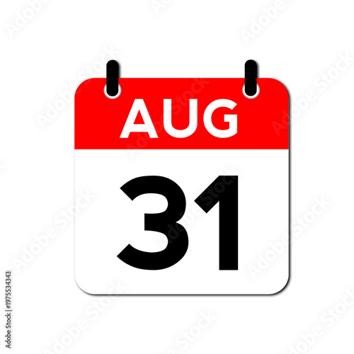 August 31st Day Calendar Vector Icon Perfect for planner, reminder, time management, schedule, office, business, and monthly event start design template