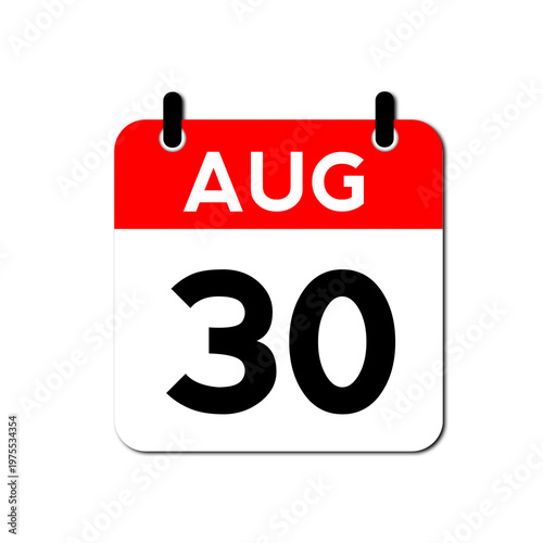 August 30th Day Calendar Vector Icon Perfect for planner, reminder, time management, schedule, office, business, and monthly event start design template
