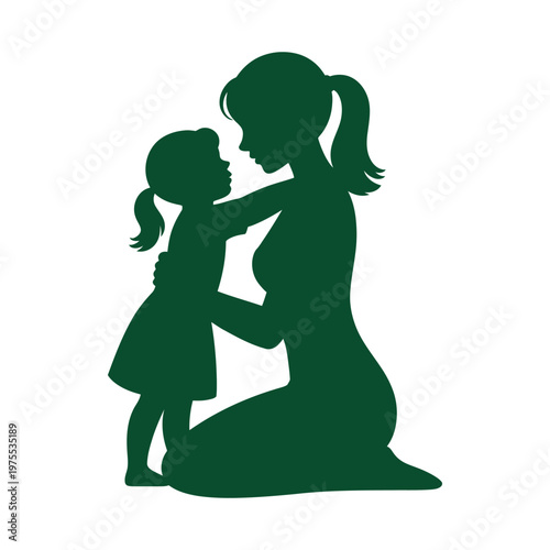 Mother and daughter hugging silhouette tenderly with love and care mothers day family connection childhood affection tenderness bonding moment pure gentle emotion close.