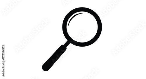 A simple black outline of a magnifying glass against a plain white background high quality professional