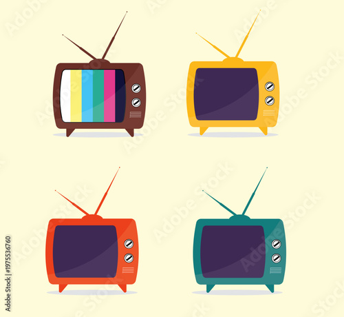 colorful retro tv set design symbol illustration