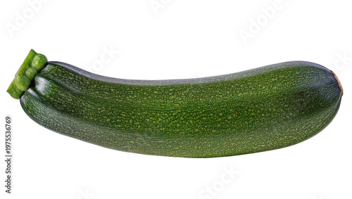 Quadro su tela Single dark green zucchini with textured skin, isolated on transparent backgroun