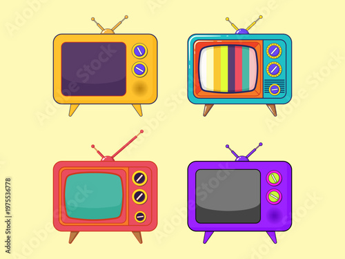colorful retro tv set design symbol illustration