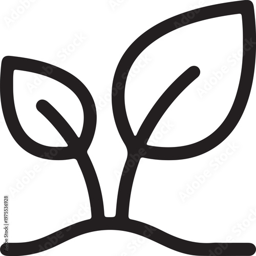 Simple sprout icon representing growth and new beginnings perfect for nature ecology and agriculture concepts isolated on white background