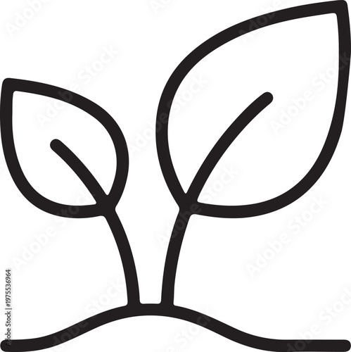 Sprout icon simple line art illustration representing growth and new beginnings perfect for nature and eco-friendly concepts isolated on white background