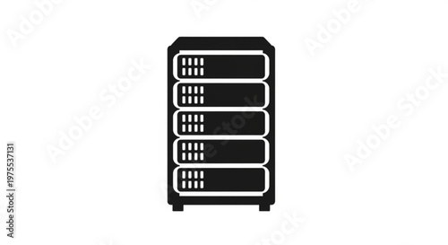 A minimalist vector graphic illustration of a server rack with multiple slots