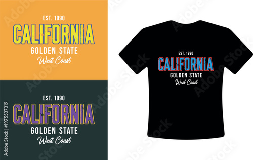 California Golden State West Coast T-Shirt Design Vector