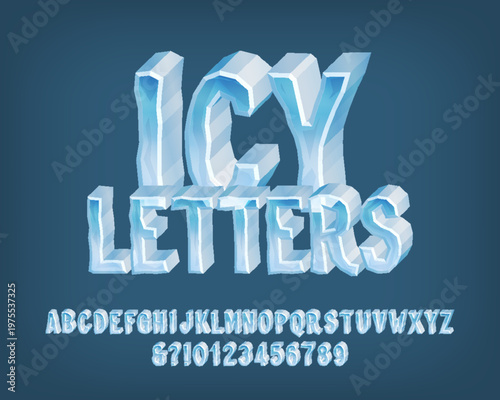 Icy cartoon letters and numbers in a fun 3D style. Vector alphabet font for standout typography creations.