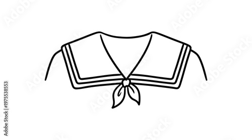 Minimalist Outline of a Sailor Collar