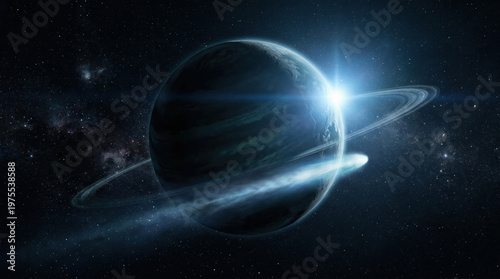 Celestial Spectacle: Ringed Planet and Comet in Deep Space