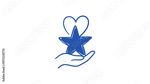 Caring Hand Holding Star and Heart Symbol