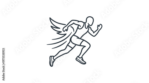 Speedy Runner Silhouette with Wing-like Trail