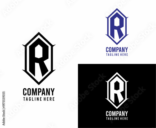 letter R shield Logo vector illustration