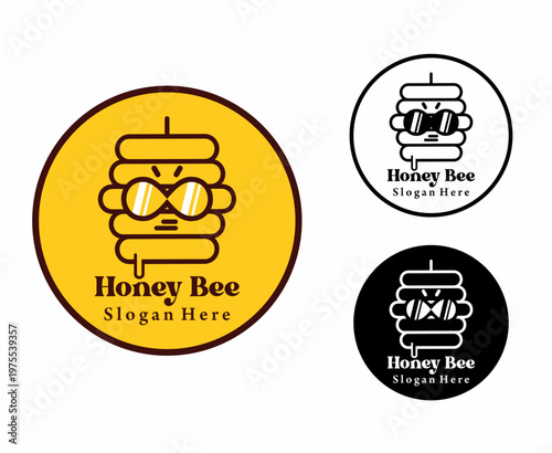 Honey Bee Cool oval logo vector