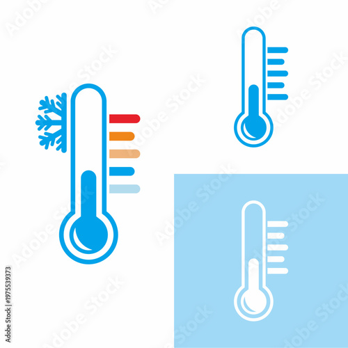 Set icon thermometer Cool 3 color vector
