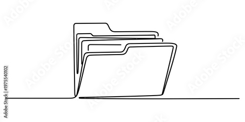 A single continuous line drawing of an office document folder for data storage and organization Vector, illustration