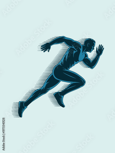 Running Athlete Illustration – Sprinter Speed Sport Fitness Action Concept
