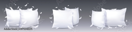 White square pillow realistic, top side view