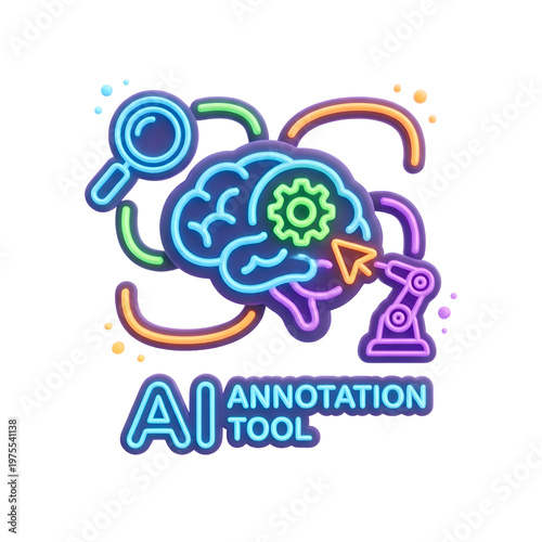Artificial Intelligence Brain Annotation Tool Illustration.