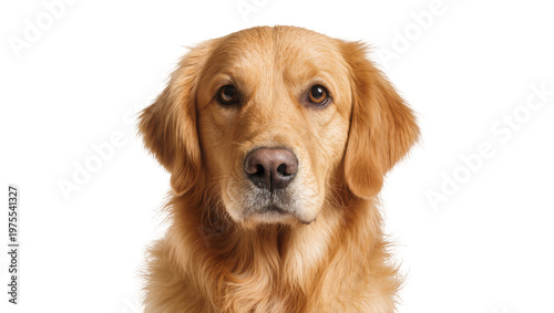 Foto Golden Retriever dog portrait friendly expression, isolated on transparent backg