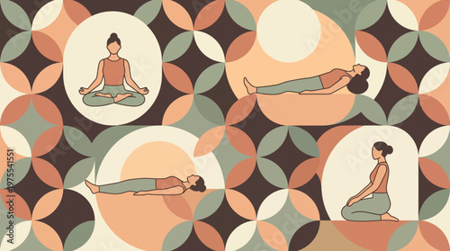 Woman practicing various yoga poses for relaxation and mindfulness.