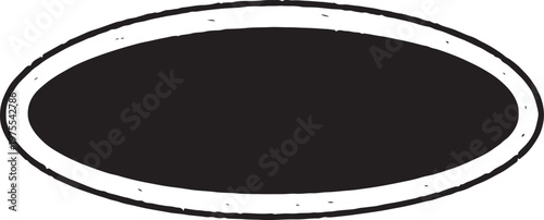 A simple and clean black oval button featuring a thin white interior border and a black outer outline.