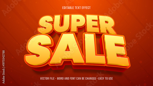 Super sale editable text effect, bold 3d style text effect